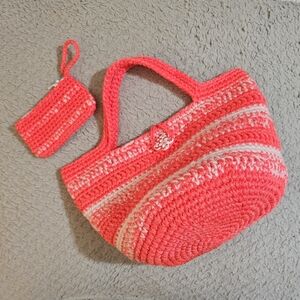 Handmade Crochet Shoulder Bag & Wristlet Set